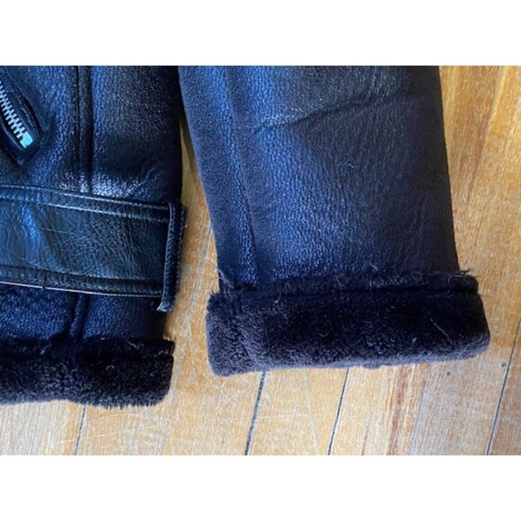 ZARA FAUX FUR & FAUX LEATHER WINTER BIKER JACKET - Picture 4 of 9